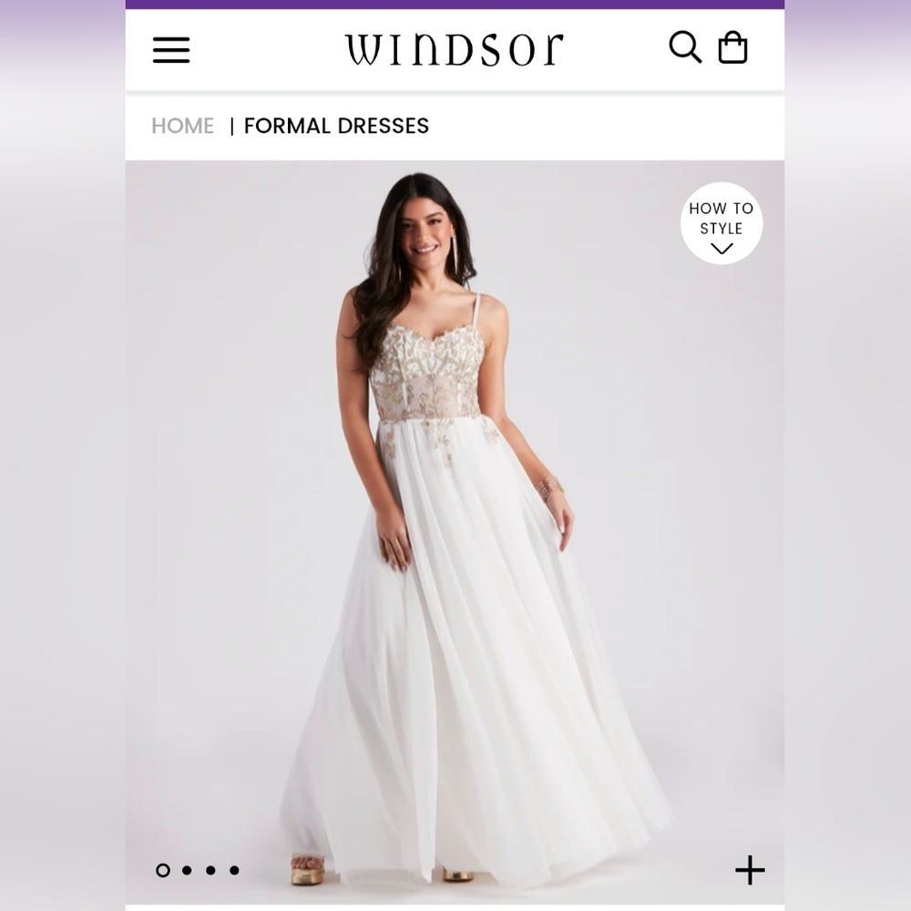 Windsor white formal dress with gold details size 3